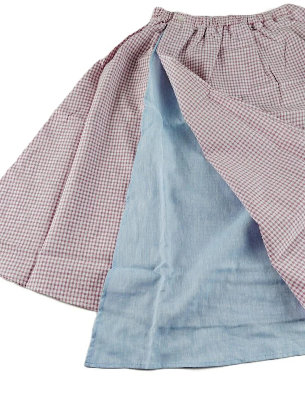 The Sunday Collective Layered Wrap Skirt Girls Size 10-11Y Lavender Gingham